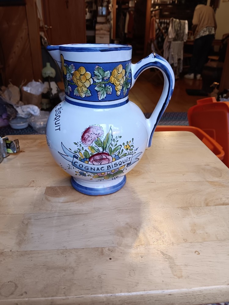 COGNAC BISQUIT EARTHENWARE FRENCH PITCHER. 1141
