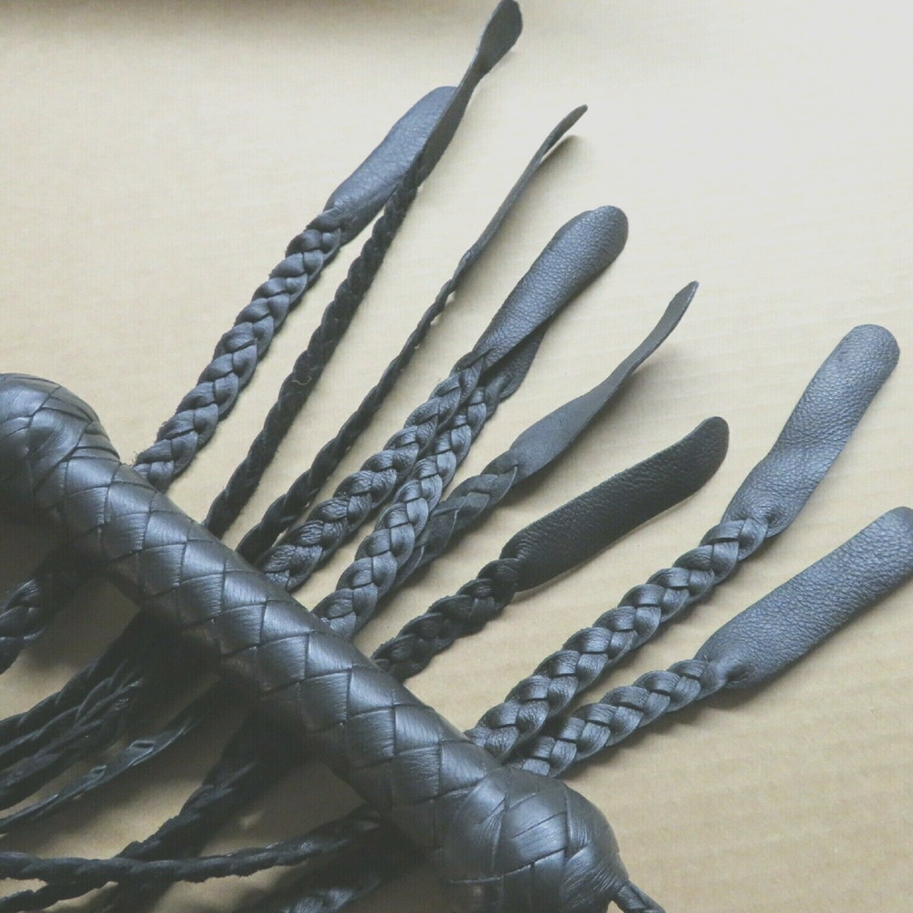 Leather Cat O' Nine Tails, Flat Braid Flogger, Handcrafted