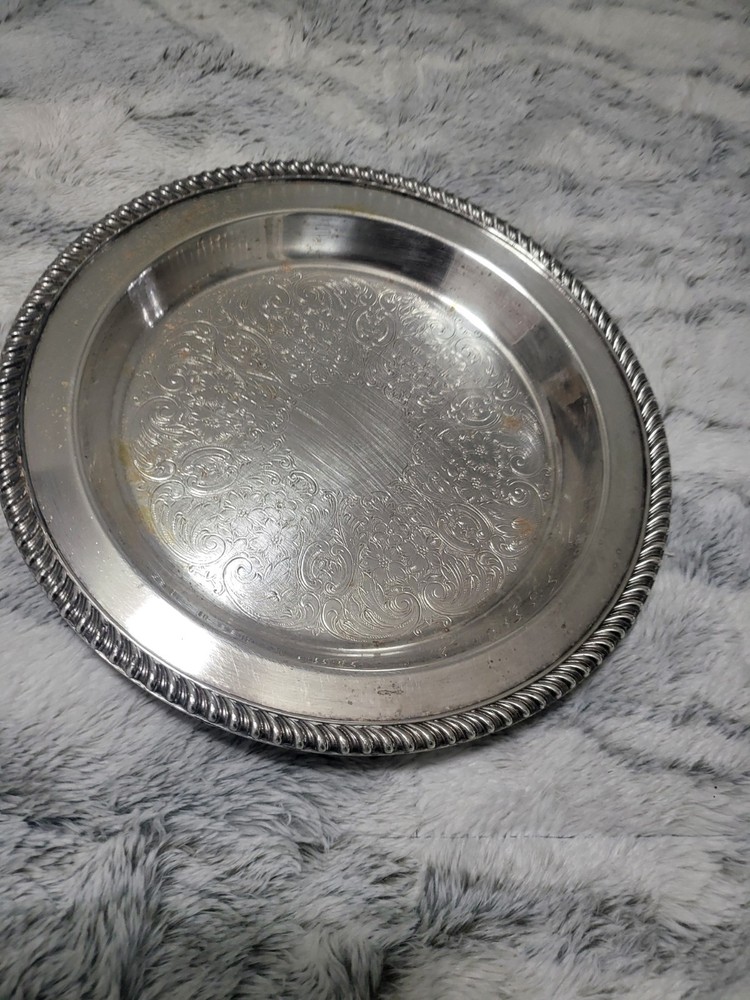 Silver Serving Dish, Poole Silver, 12" , Vintage!