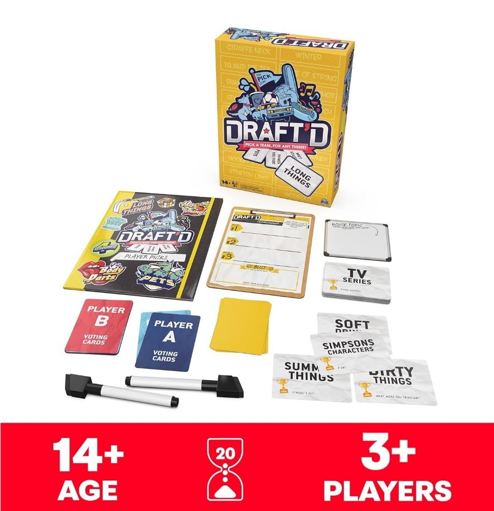 Draft'd is a competitive drafting party game by Spin Master Games