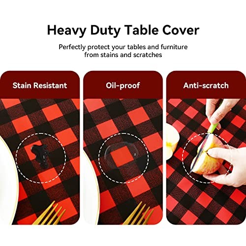 Rectangle Vinyl Tablecloth, 100% 52" x 70" (Rectangular) Black and Red