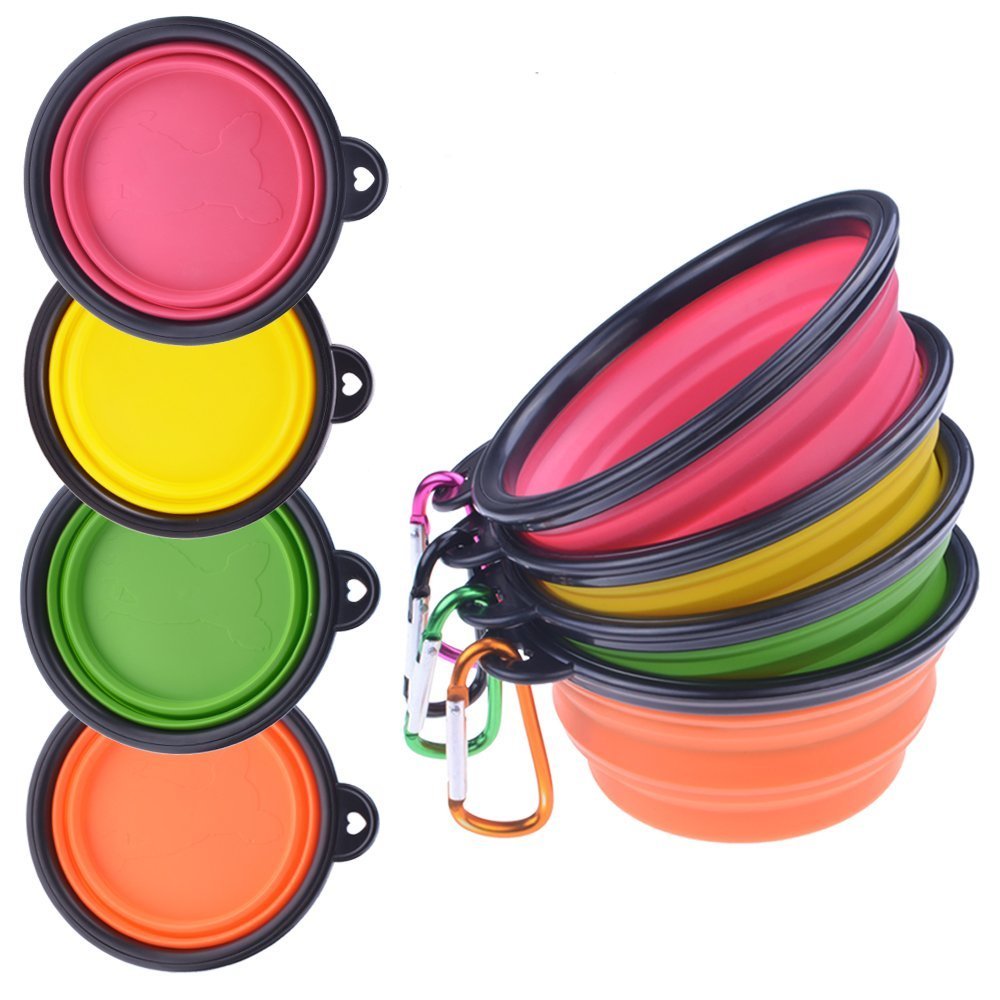 4 Portable Collapsible Pet Bowl - Travel-Friendly Foldable Dog Food & Water Dish