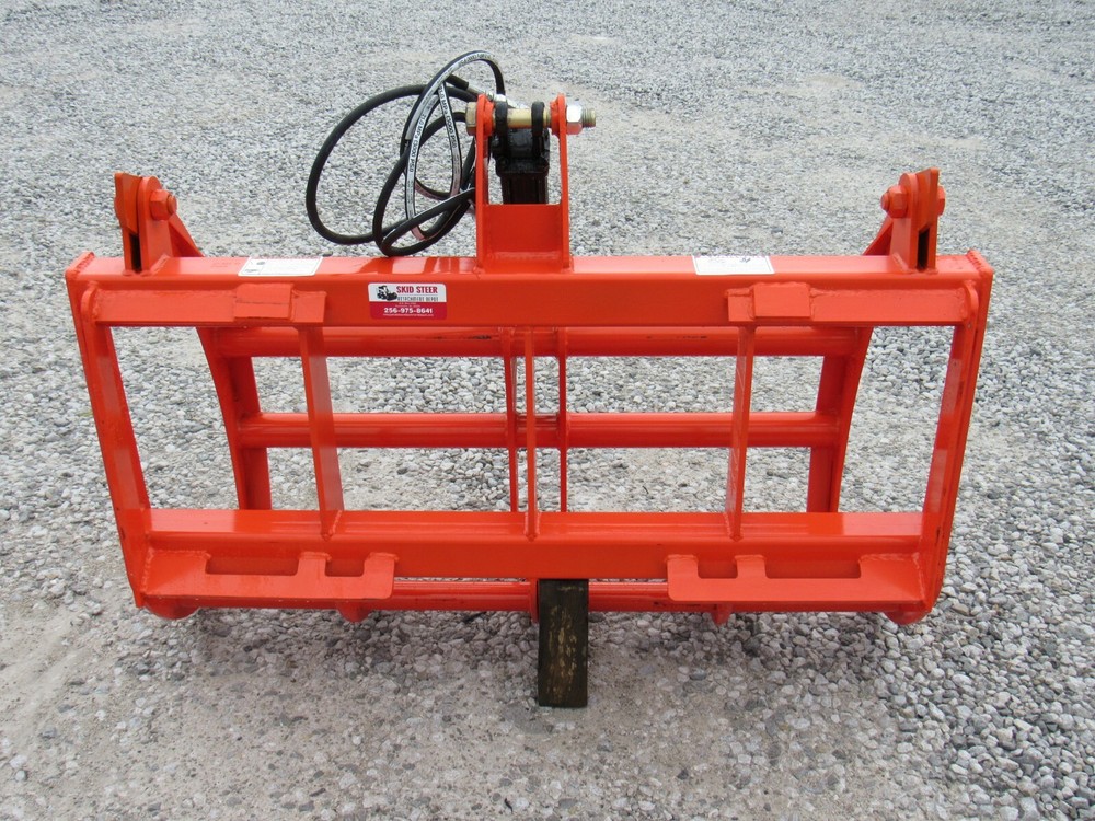 48" Compact Tractor Root Rake Clam Grapple Attachment Skid Steer Quick Attach