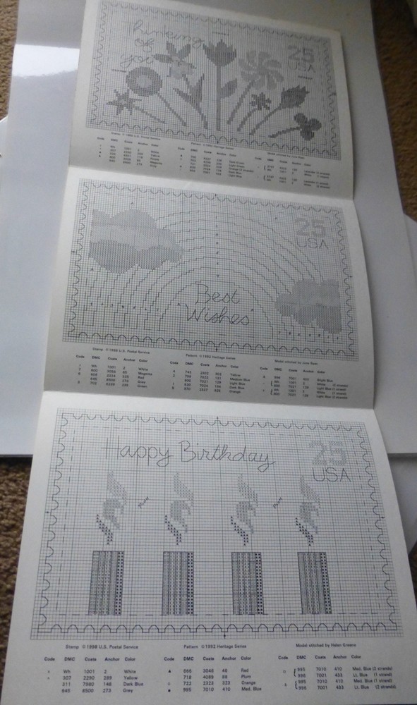 USPS Postage Stamp Cross Stitch Patterns 1992 Special Occasions