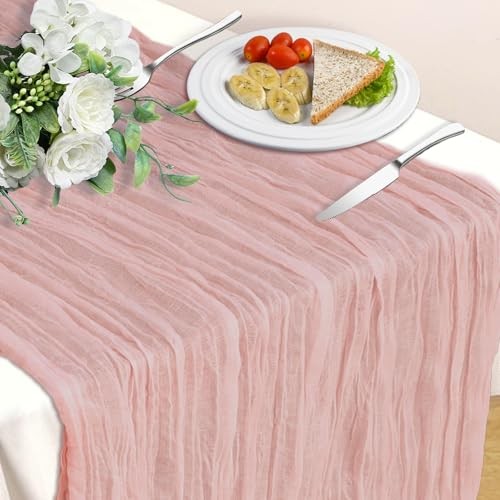 Table Runner, 10Ft 120in Cheesecloth Table Runner, Gauze Rustic Cheese Pink