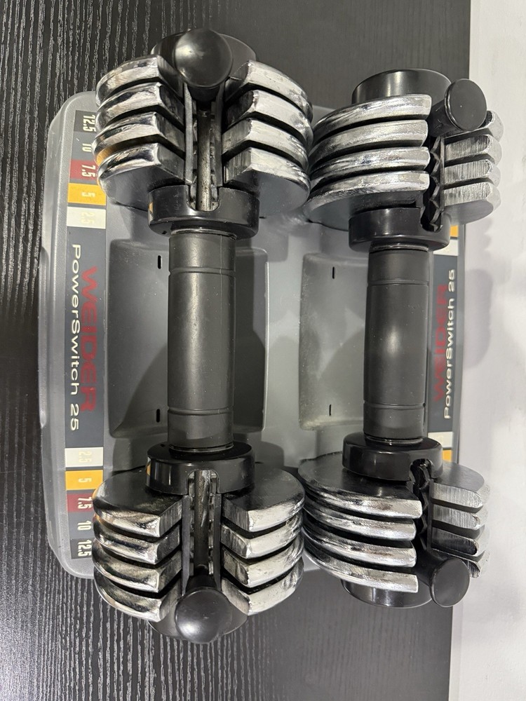Weider Powerswitch 25 Dumbbell Set (2.5 - 12.5 lb Each) Adjustable Weights