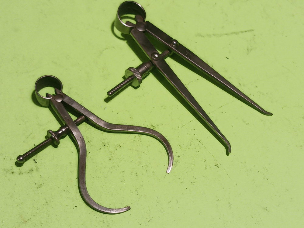 VTG Starrett 2pcs 4" Inside Spring Flat Leg & 3" Flat leg Outside Spring Caliper
