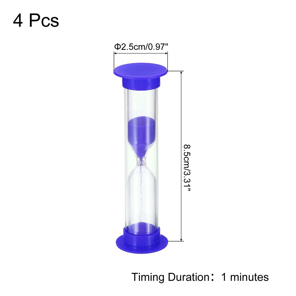 1 Minute Sand Timer, 4Pcs Small Sandy Clock, Count Down Sand Glass Blue