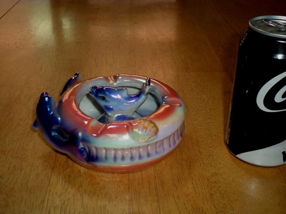 DOLPHINS, (3-D) Ceramic Ashtray, Vintage