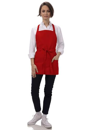 Unisex Three Pocket Apron One Size Red