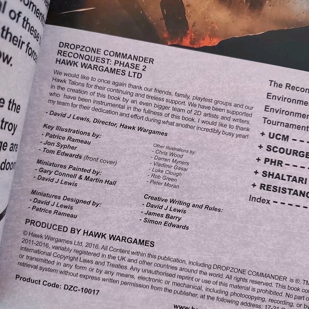 Hawk Wargames Dropzone Commander Reconquest: Phase 2 Guidebook