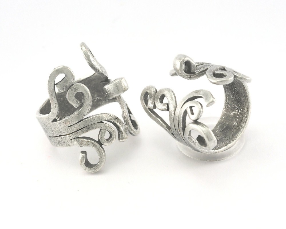 Ring Adjustable Ring Loop Antique Silver Plated brass 17mm 7US size Adjustable