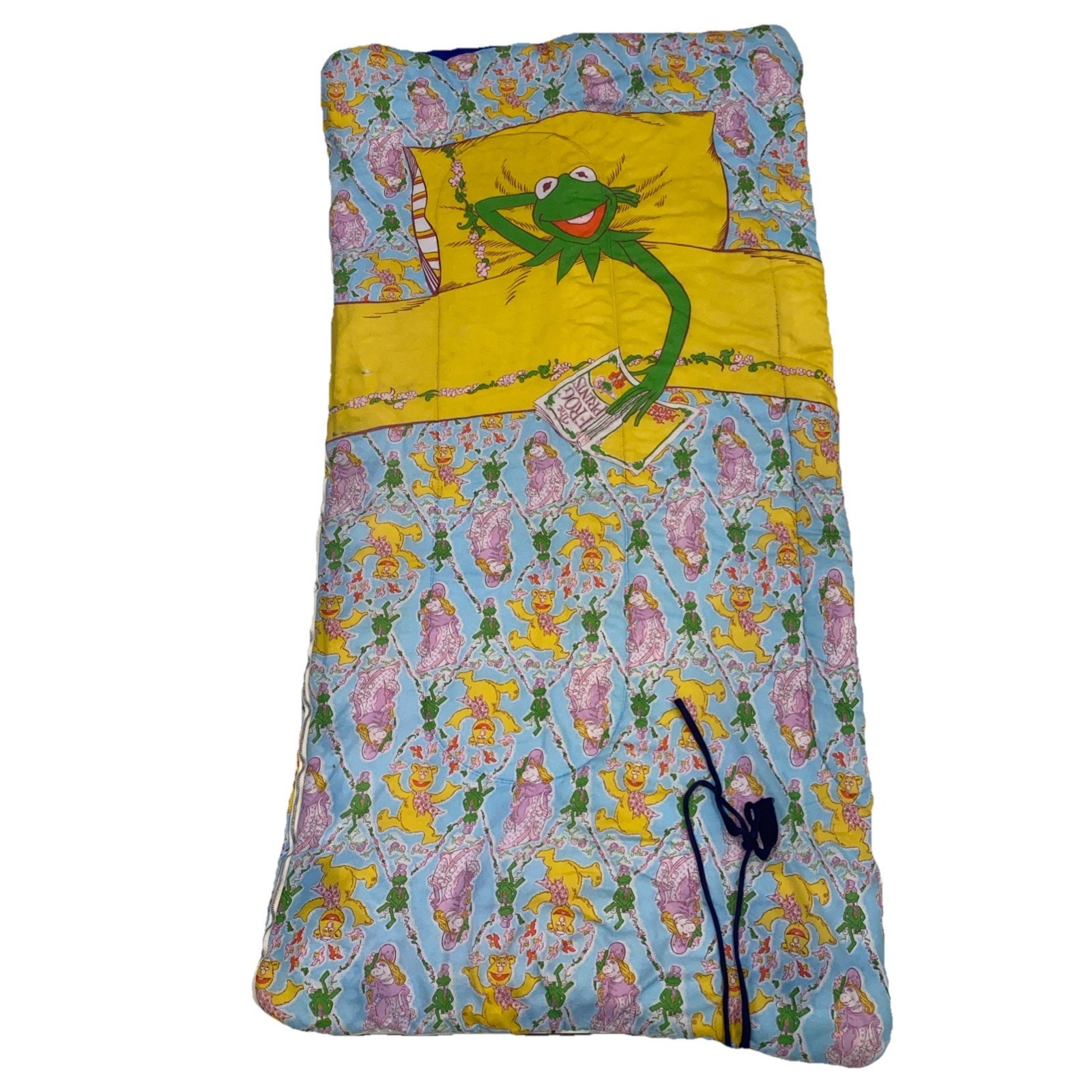 Vintage Kermit the Frog Frog Prints Sleeping Bag The Muppet Show Child Youth