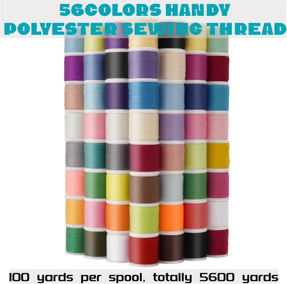 56 Spools Sewing Thread Kit for Hand Sewing and Machine Sewing Use