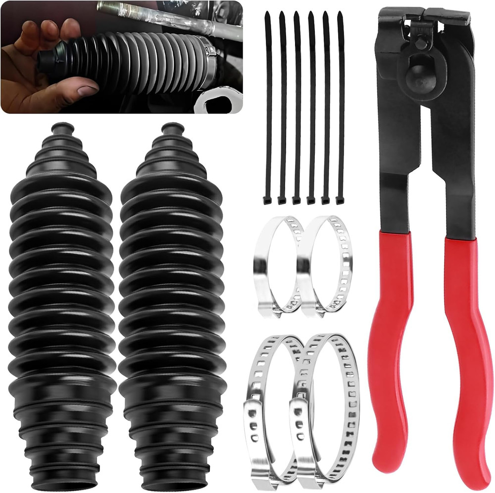 2PCS Inner Tie Rod Boot KitMulti-Size Adjutable Rack and Pinion Boot Kit with P