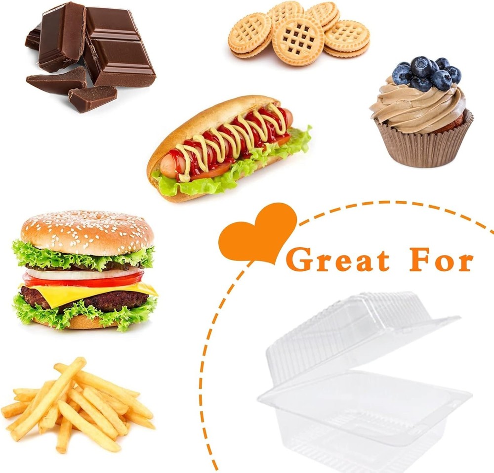 Durable Disposable Plastic Food Containers - 100-Pack for Restaurants & Bakeries