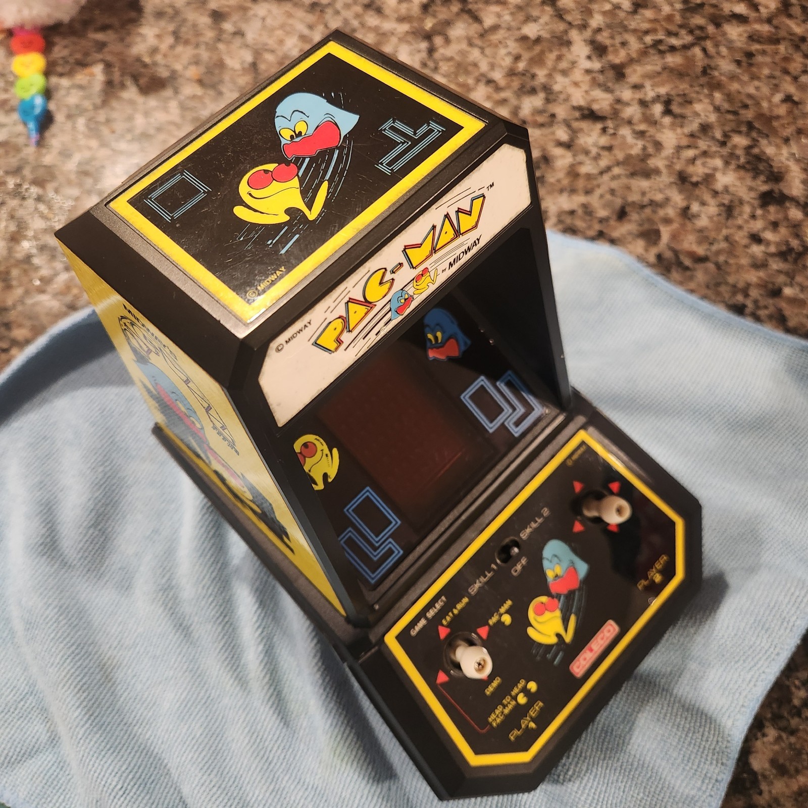 Vintage Pac-Man Mini-Arcade (Midway, Coleco) + box, manual, warranty card; Works