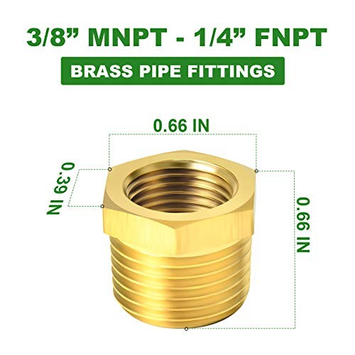 PCS Brass Reducer Hex Bushing Threaded Pipe Fitting 3/8" MNPT x 1/4" FNPT 10