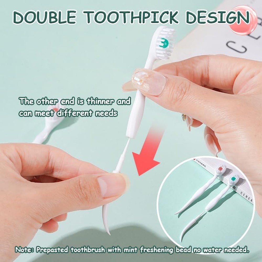 Mini Brushes-Disposable Toothbrushes with Toothpaste Portable for Work Travel...