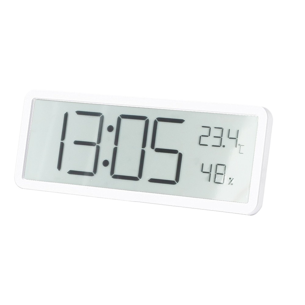 LCD Digital Wall Clock with Time Temperature Humidity and Date Display