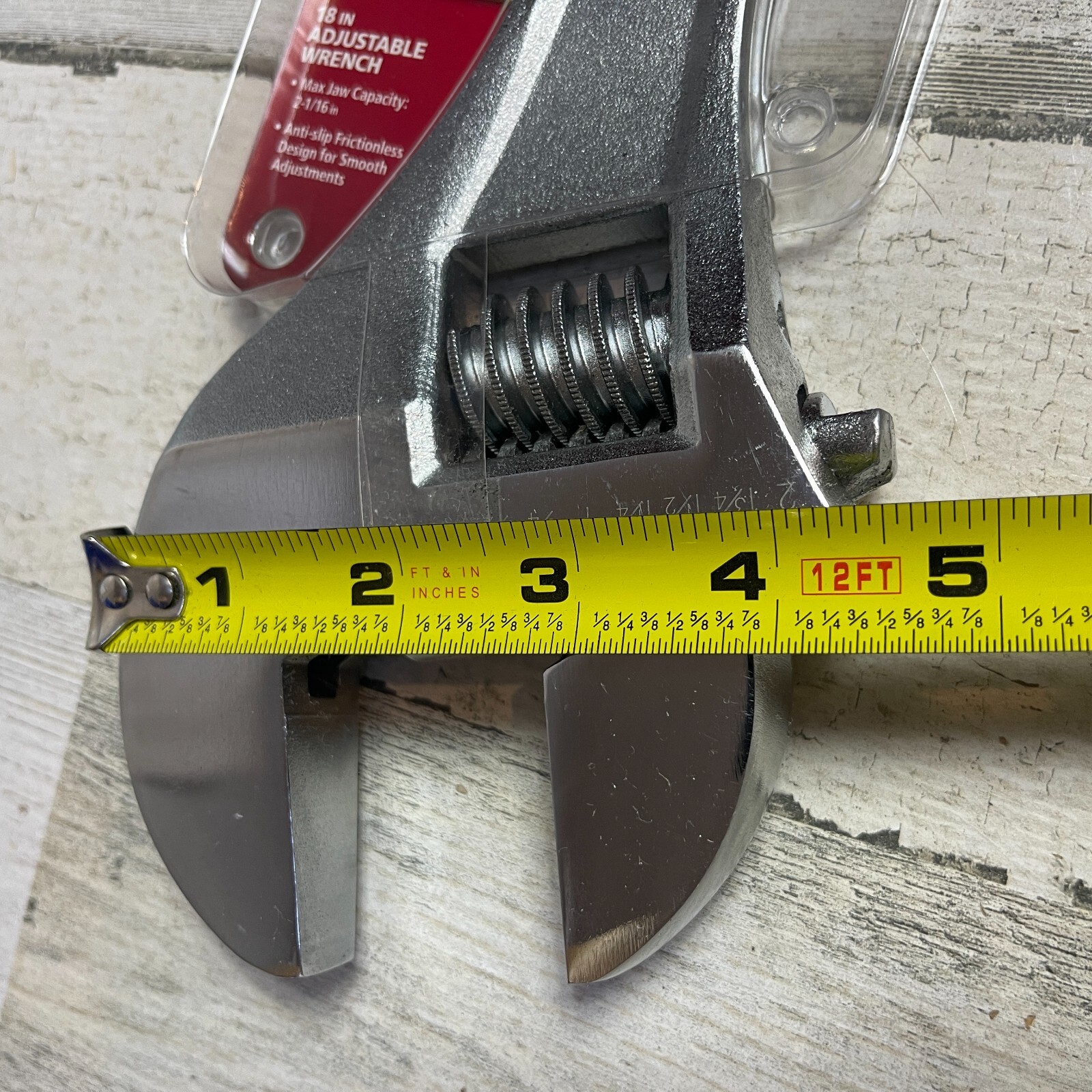 New HUSKY 18" Long Adjustable Wrench 2-1/16" Large Jaw Capacity Anti-Slip