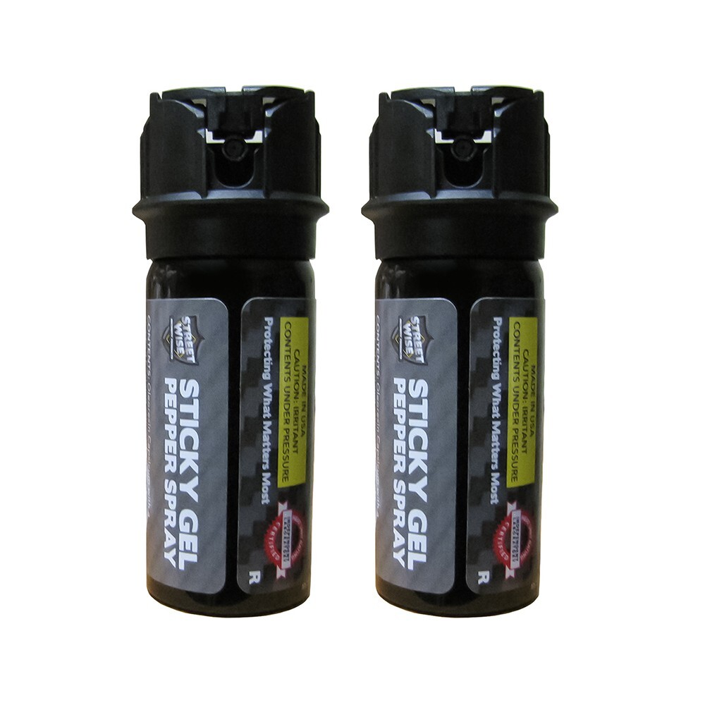 Streetwise STICKY GEL Pepper Spray 2 PACK 2oz Flip Top Self Defense Max Strength