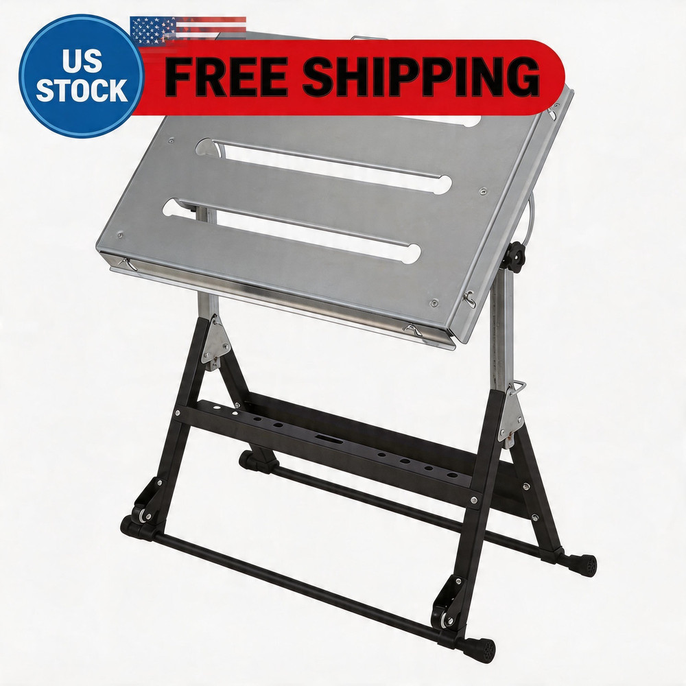 Welding Table 44x21 Inch Steel Folding Workbench 500 Lbs Load Capacity, Adjustab