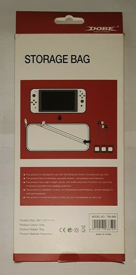 DOBE NINTENDO SWITCH PROTECTIVE STORAGE BAG GRAY unsealed nib