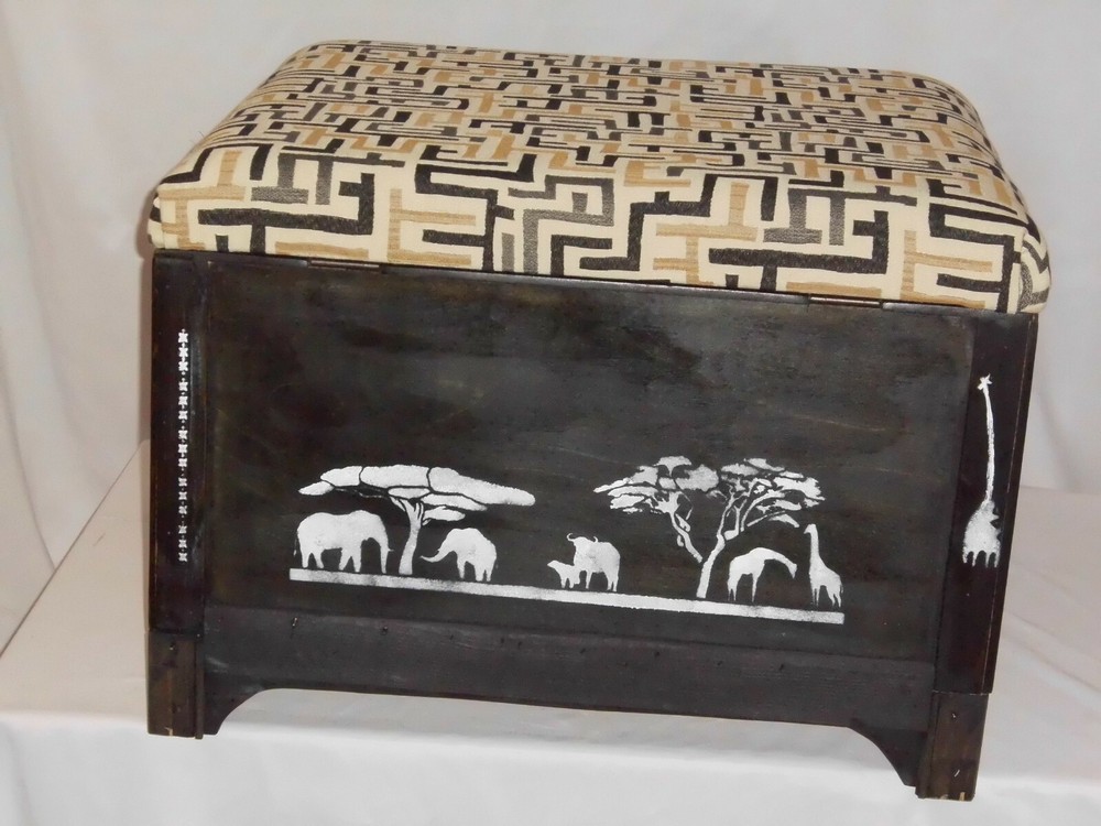 Ebony Ottoman/ Storage Box ( Primitive)