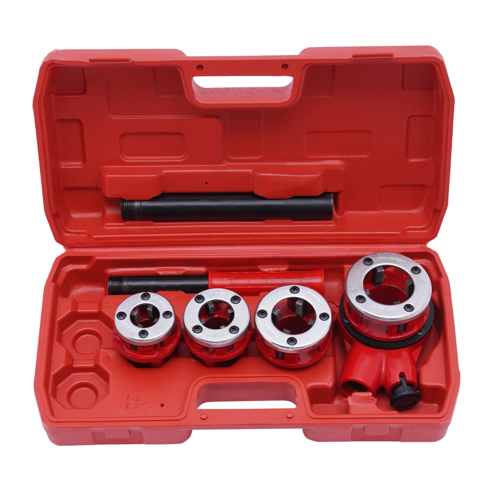 Pipe Threading Kit Pipe Threader 1/2''-1-1/4'' BSPT Plumber Set Die Dies Set Red