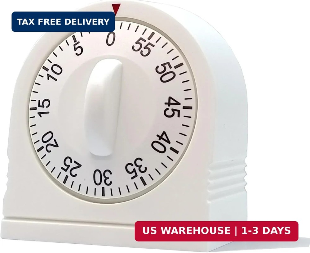 60 Minute Wind Up Timer, Visual Mechanical Timer with Loud Alarm, Manual Countdo
