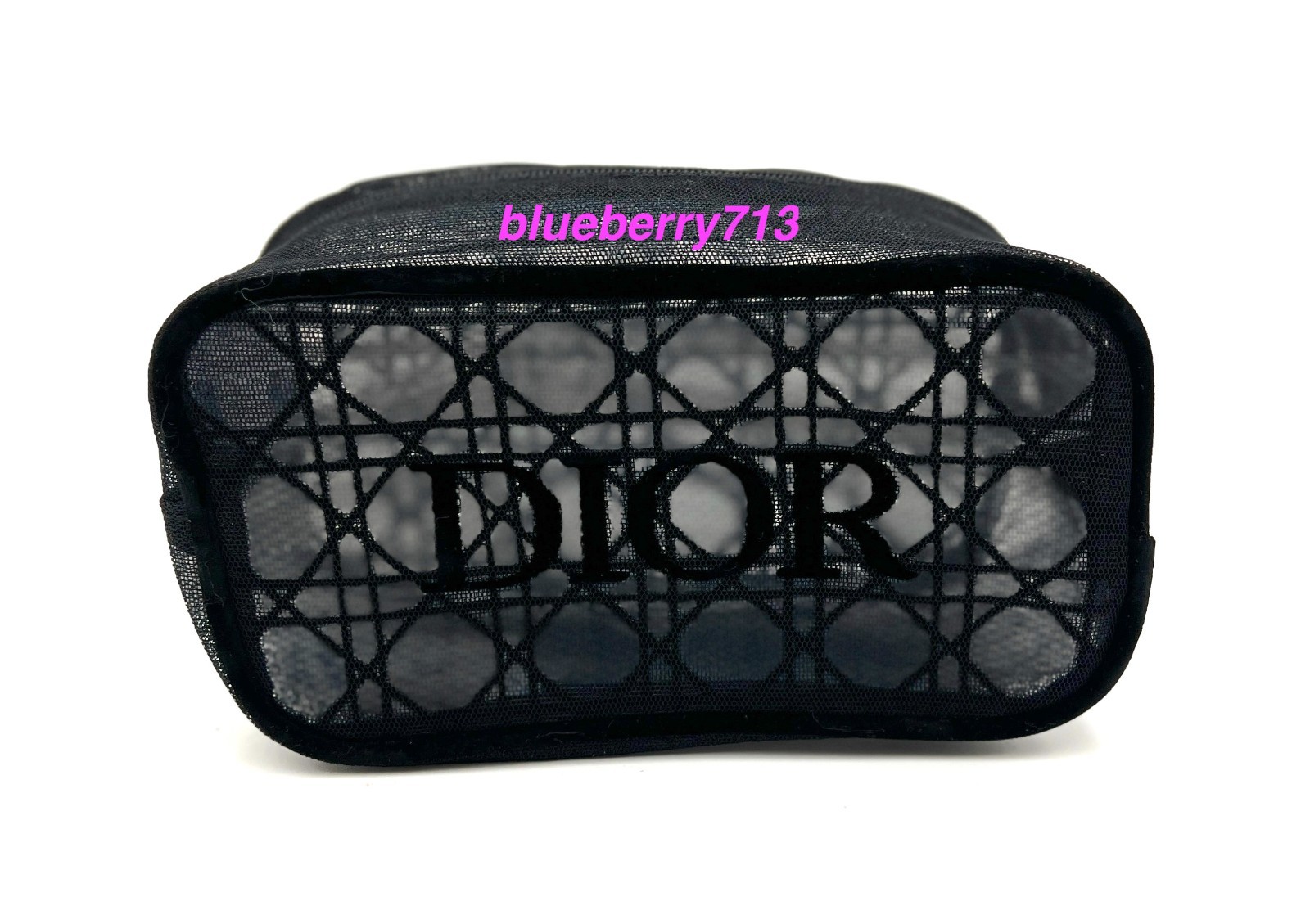 Dior Black Mesh Makeup Bag Cosmetic Pouch ~ Black