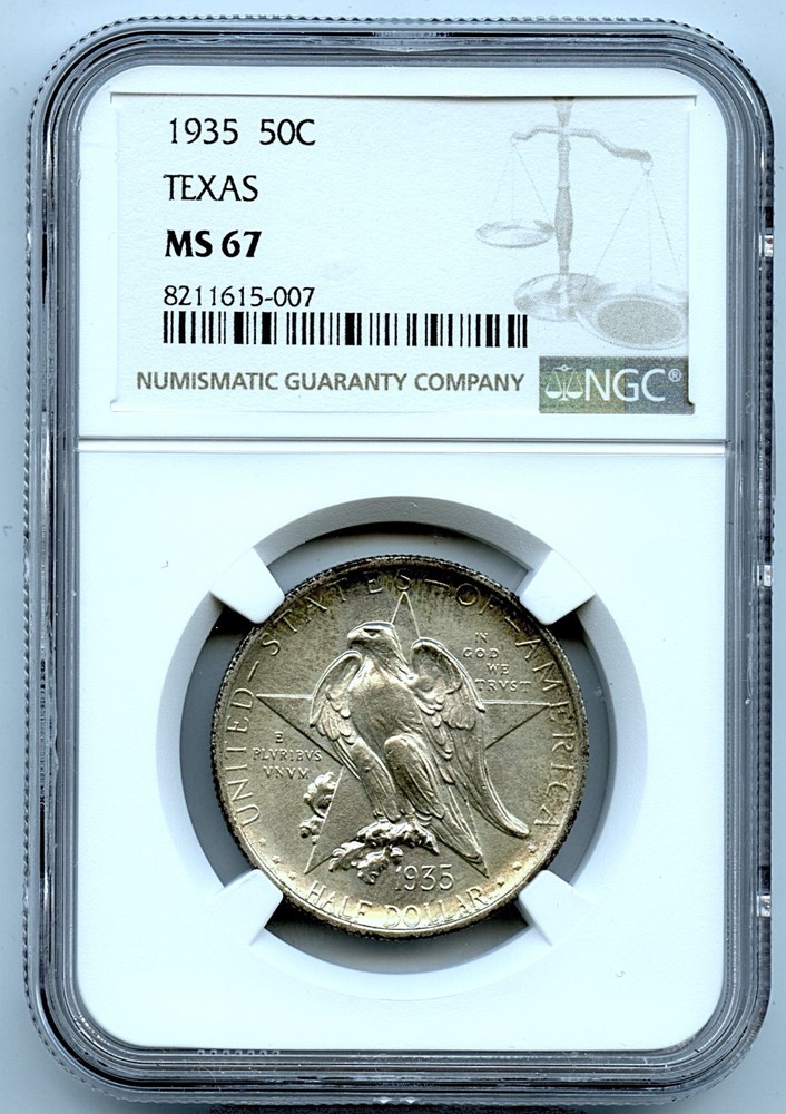 1935 Texas Silver Commemorative, NGC MS67