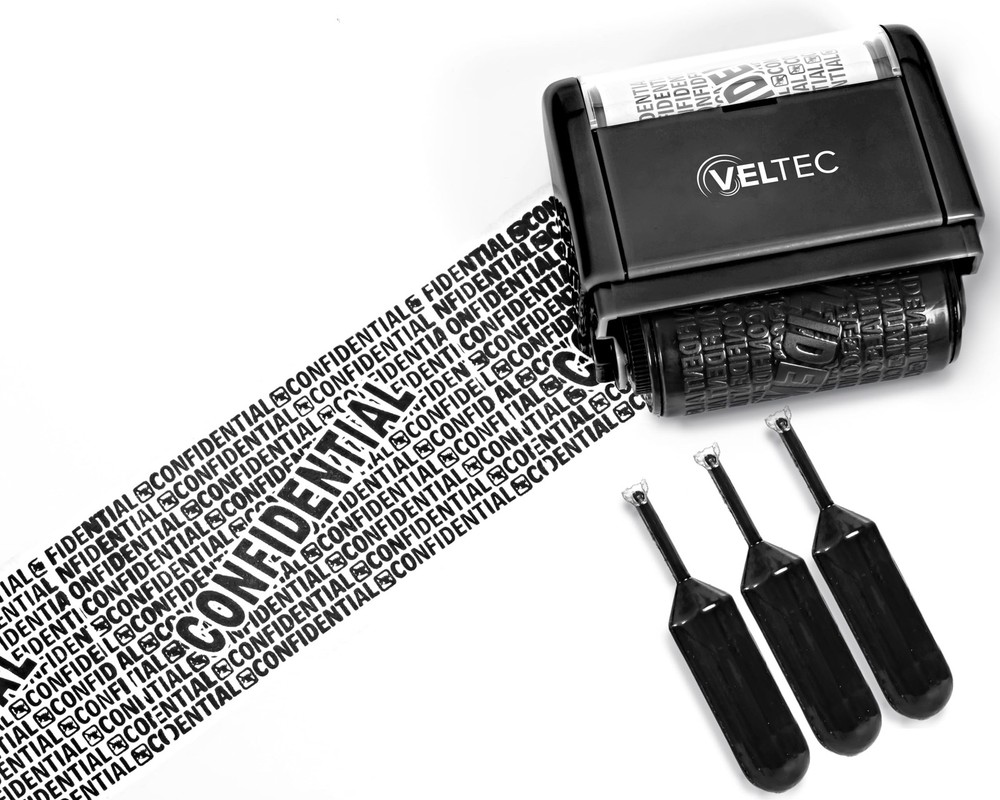 ID Protector Ink Roller - Identity Theft Protection Roller Stamp Set (Black, ...