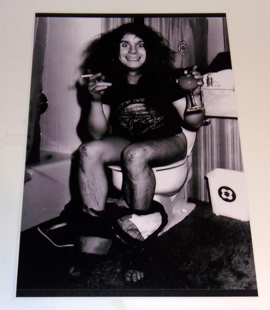 Large Ozzy Osbourne in Bathroom 1980s Funny! Black Sabbath Poster 19"x13"