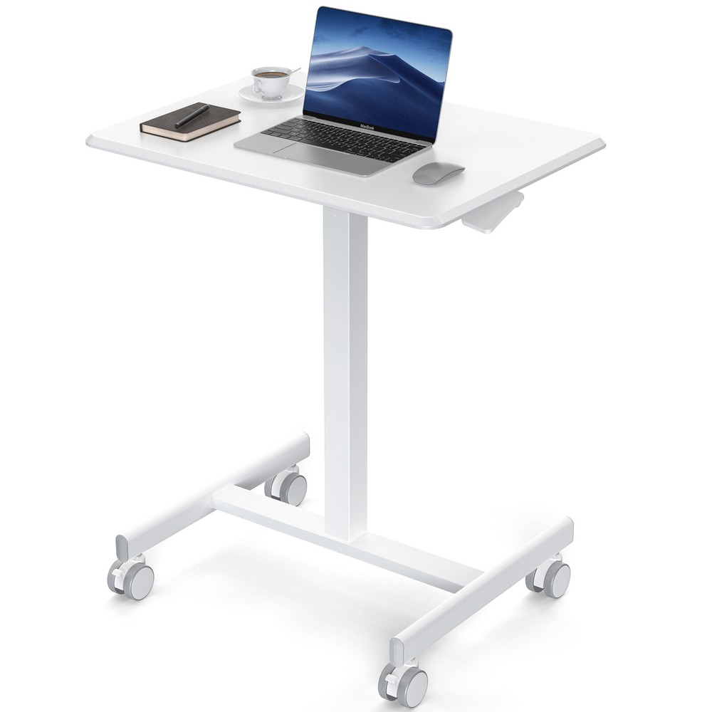 Mobile Rolling Standing Desk with Wheels and Adjustable Height- Laptop Standdesk