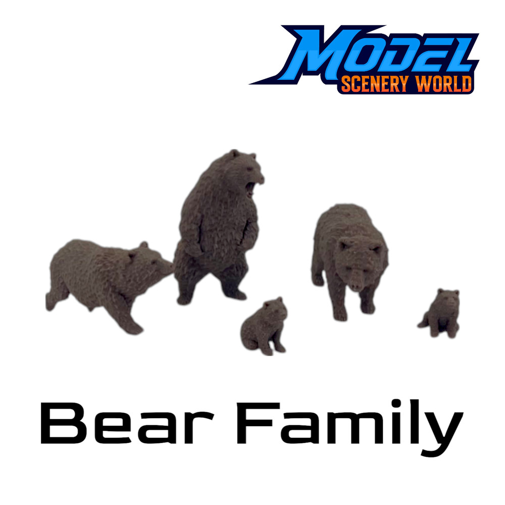 Bears with Cubs (5pk) - HO Scale 1:87 - Brown