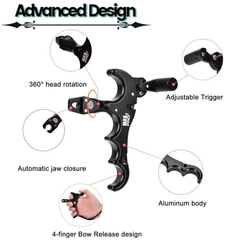 Bow Release Archery Release 360° Rotatable Thumb Release for Compound Bow