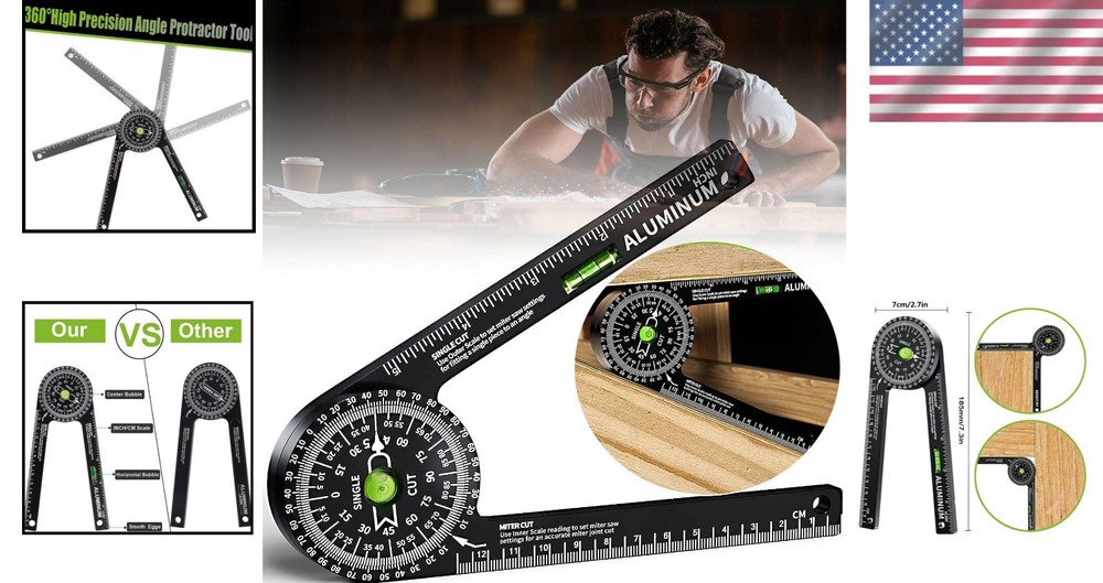 Foldable Miter Saw Protractor for Accurate Angle Measurement - 7oz Lightweight