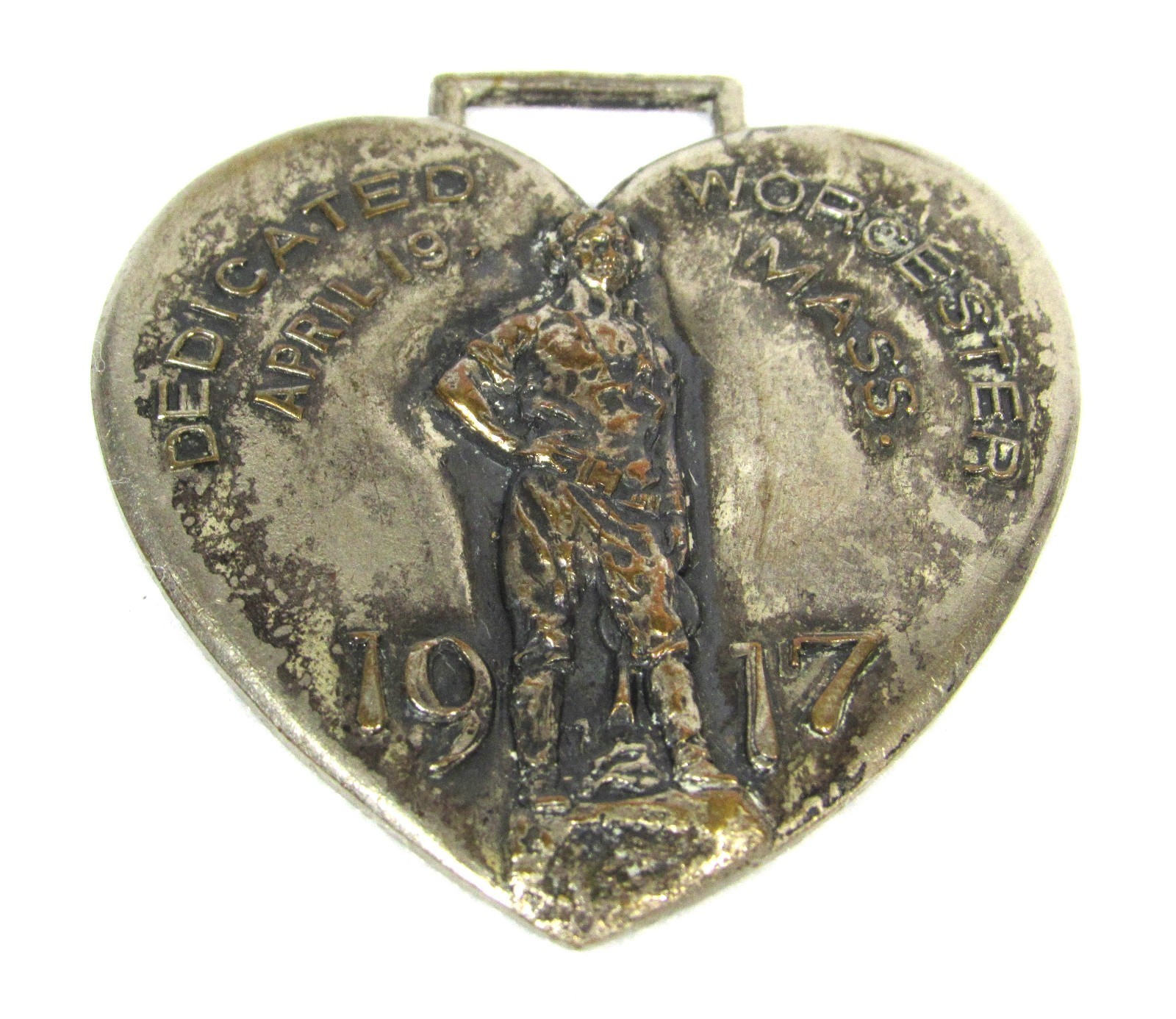 WORCESTER MASS 1917 WWI US WAKE UP AMERICA DAY PATRIOTS WAR EFFORT PARADE MEDAL