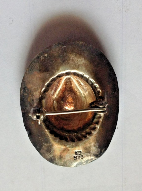 Sterling 925 Silver Cowboy Hat, Brooch Pin, Weighs 3.40 Grams Country Line Dance