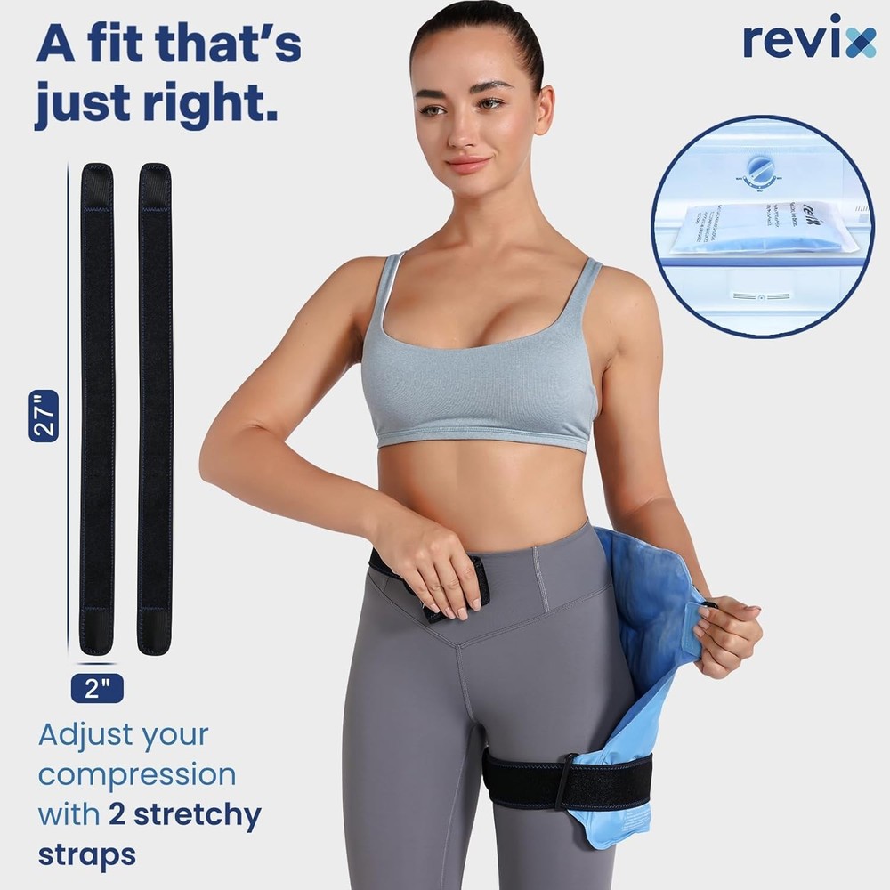 REVIX Hip Ice Pack Wrap with Straps, Reusable Gel Cold Compression for Hip Repla