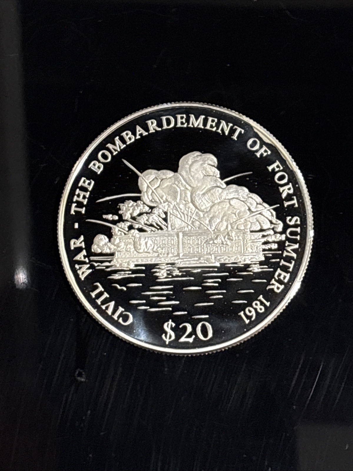 2000 LIBERIA $20 BOMBARDMENT OF FORT SUMTER 1861 .999 SILVER PROOF # 08507