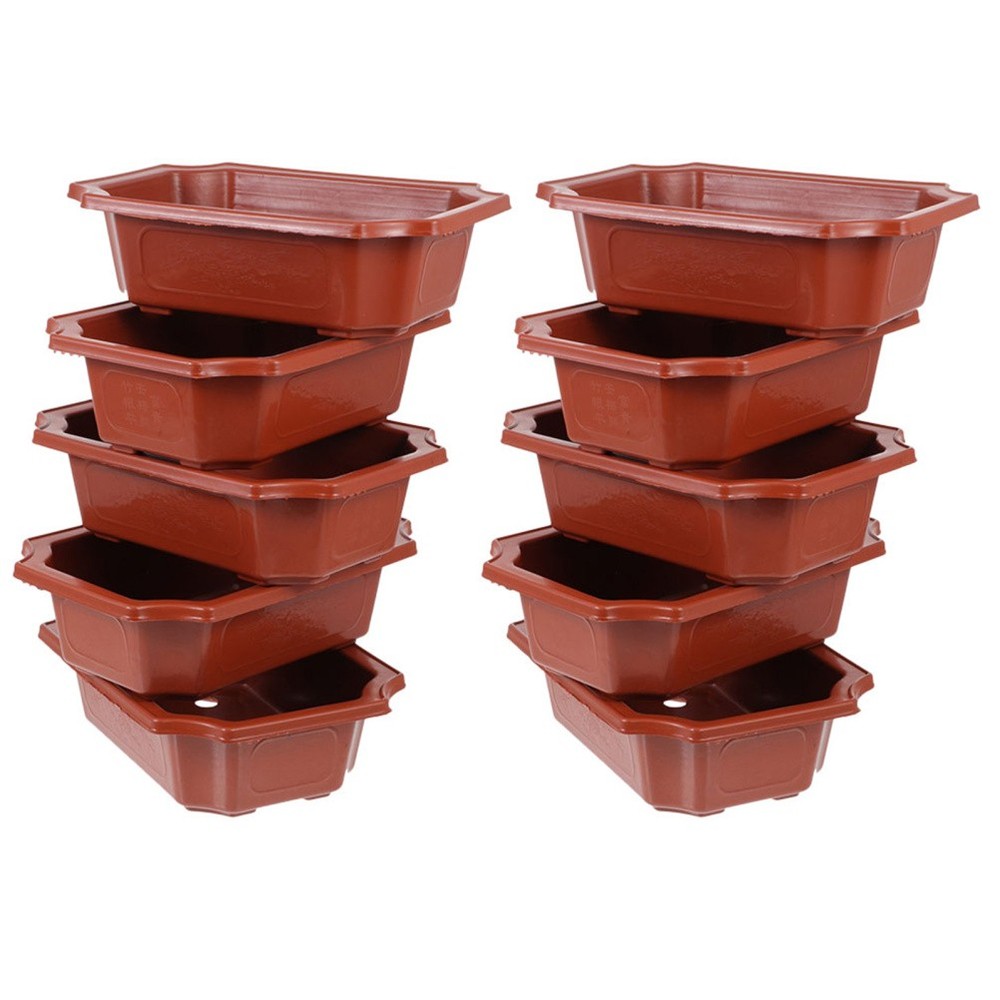 10 Pcs Large Bonsai Planter Plastic Ceramic Style Pots Plants Tree Square