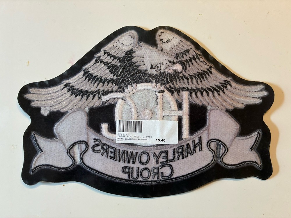 Large 11" Silver Harley Davidson Owners Group Patch HOG Eagle Jacket 2015 Wings