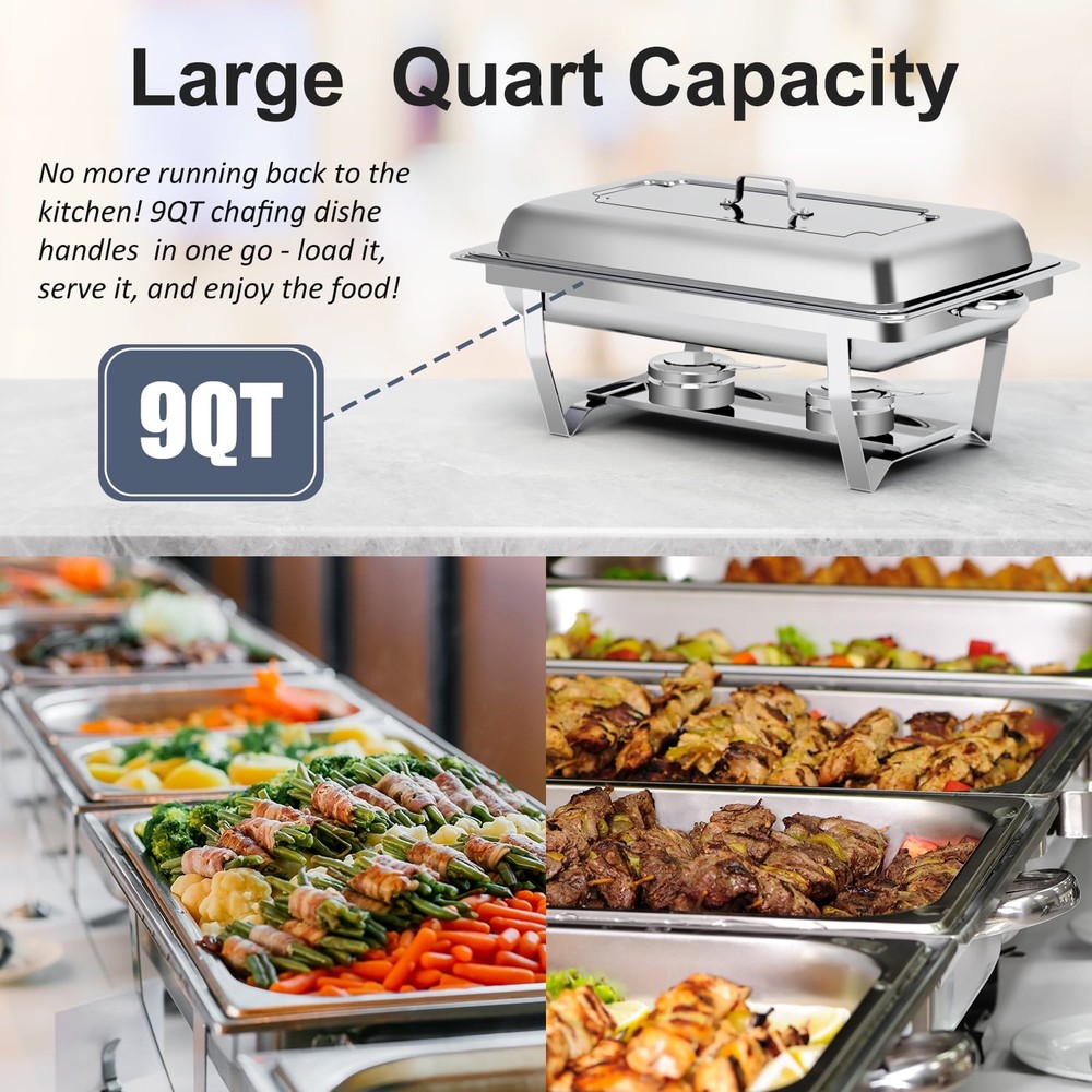 BLUEBOW 4 PACK CHAFING DISHES FOR BUFFET SET - SILVER
