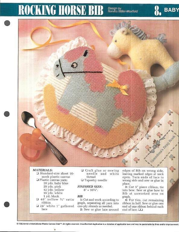 LOT/7 PLASTIC CANVAS LEAFLETS BABY PROJECTS