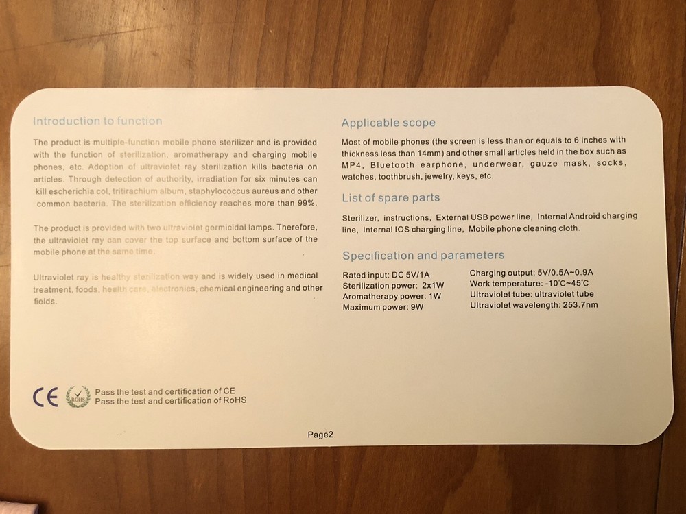 Multi-Function Mobile Phone UV Sterilizer w/ Aromatherapy Diffuser….. Open Box