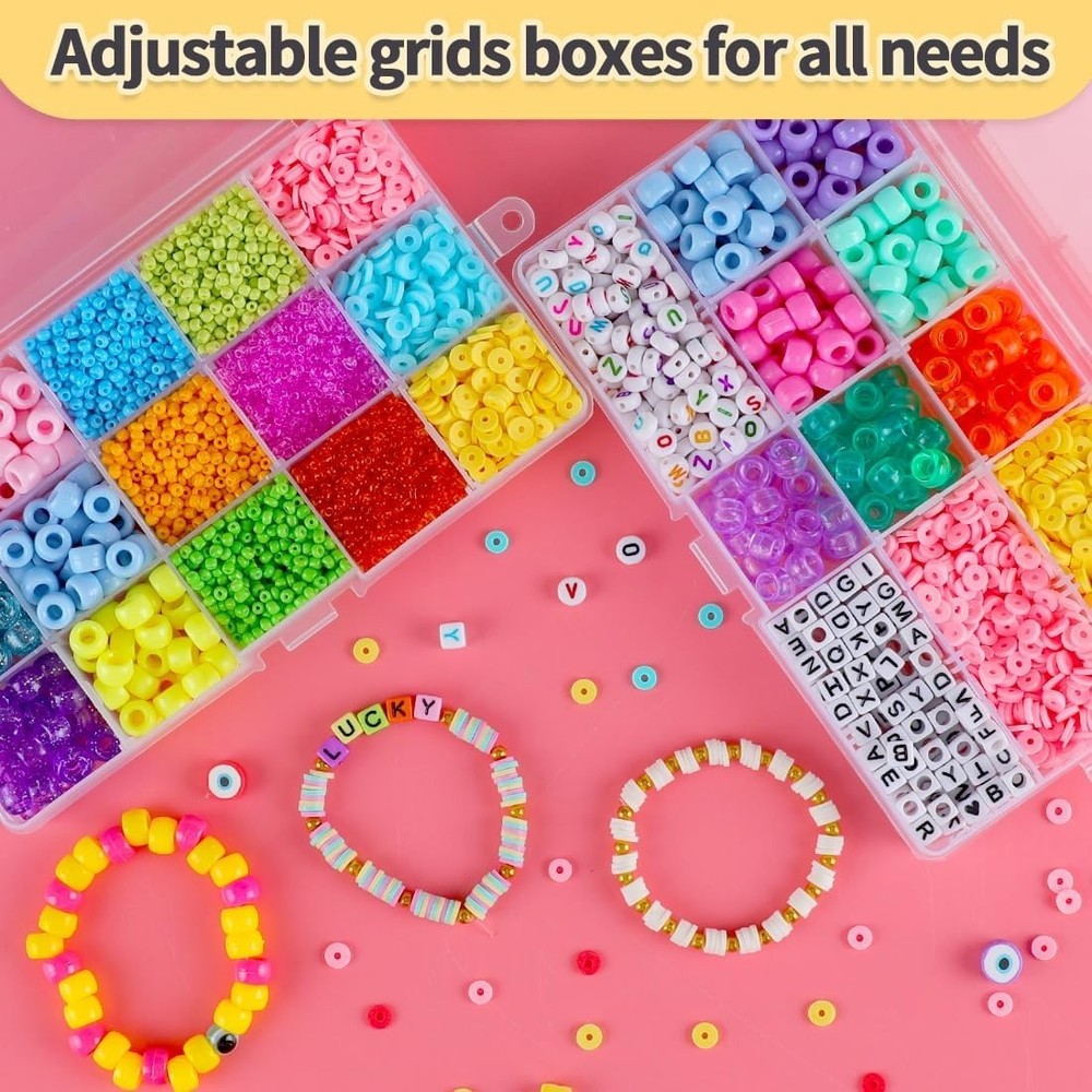 Clear Plastic Bead Box with Secure Lock and Customizable Grids - 15 Compartment