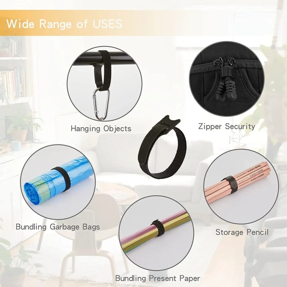 50 PCS Cable Straps Wire Cord Hook Loop Ties Reusable Fastening Organizer